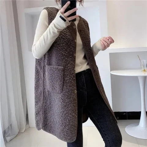 Elegante Wollweste Damen Mit Taschen
