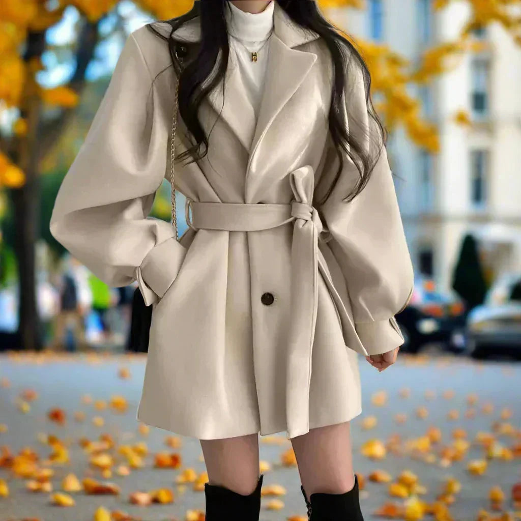 Eleganter Damen Trenchcoat Lang mit Gürtel