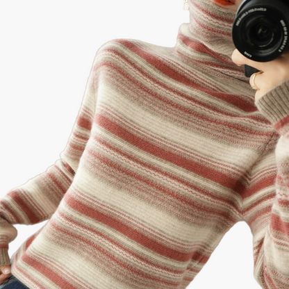 Retro Rollkragenpullover Streifenmuster Winter