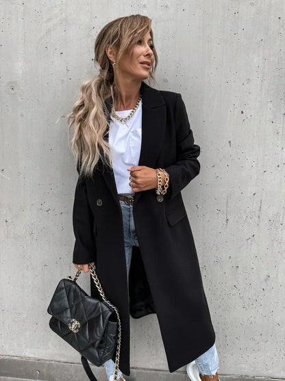 Eleganter Damen Wintermantel Schwarz Chic
