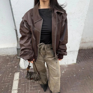 Lederjacke Adidas Style