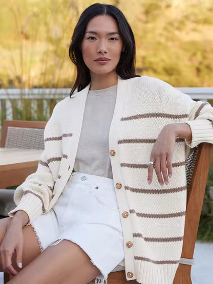 Große Damen Cardigan Streifen Übergröße