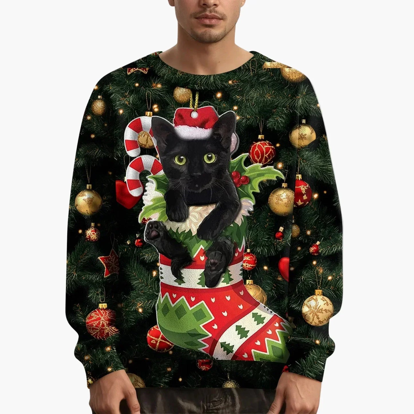 Weihnachtspullover Katzenmotiv Festlich