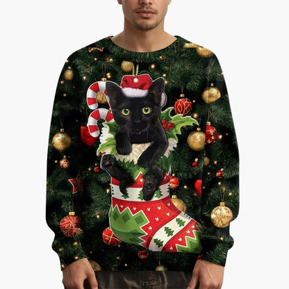 Weihnachtspullover Katzenmotiv Festlich