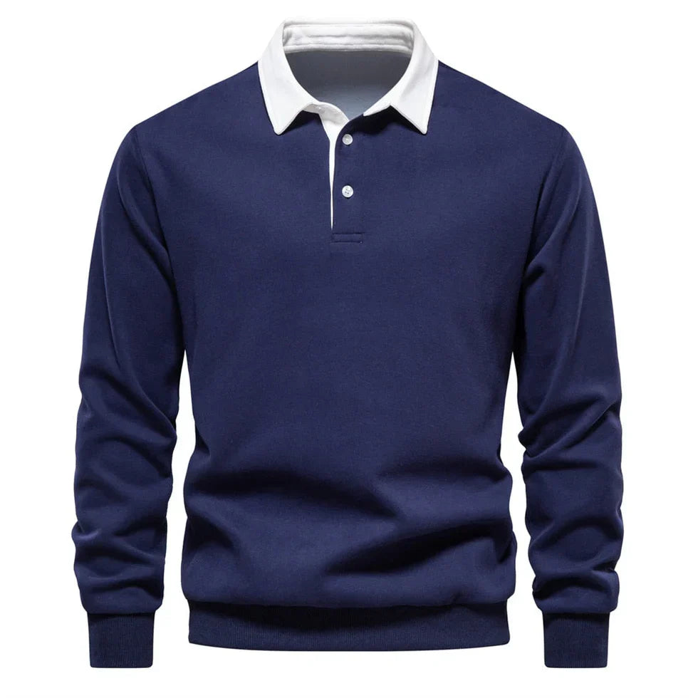 Herren Langarmshirt Mit Kragen Elegante Optik