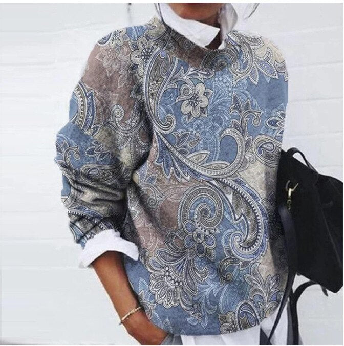 Stylischer Blumenpullover Damen