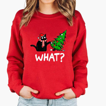 Weihnachtspullover Katze Lichterkette - Lustiger Katzen Sweater Winter - IdealeKleiden