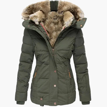 Wintersteppjacke Damen Kapuze Kunstfell Warm