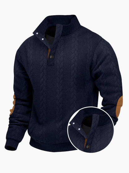 Lässiger Strickpullover mit Stehkragen und Patches