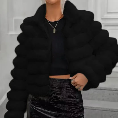 Luxus Kleid | Imitation Pelz Mantel