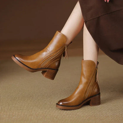 Schicke Leder-Stiefeletten Damen