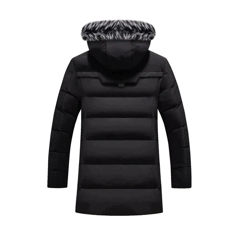 Herren Winterparka Lang Flauschig Kapuze Design - IdealeKleiden