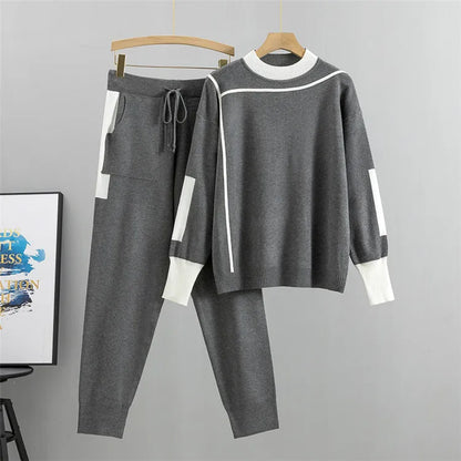 Damen Strick-Set Pullover und Hose Komfort - IdealeKleiden