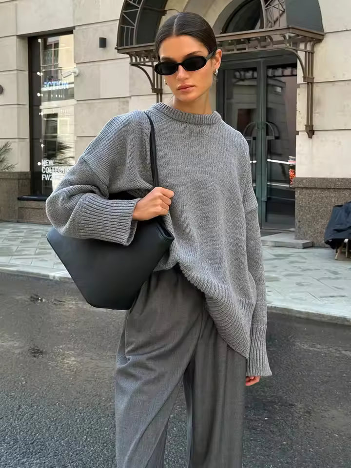 Damen Pullover Langärmlig Rundhals