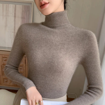 Weiche Rollkragenpullover Damen Wolle