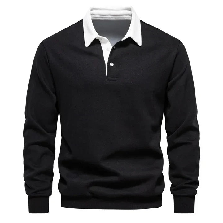 Herren Polo Langarm Klassisch Elegent