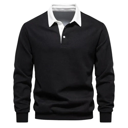 Herren Polo Langarm Klassisch Elegent