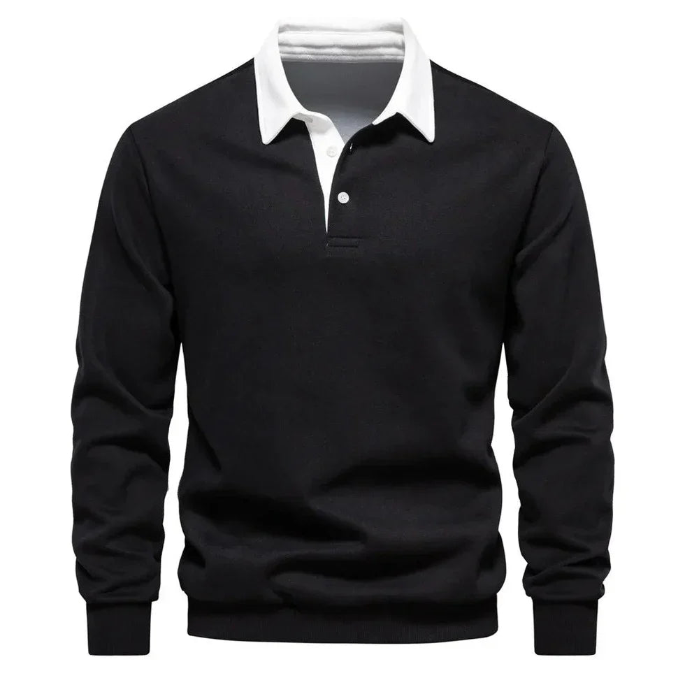 Herren Langarmshirt Mit Kragen Elegante Optik