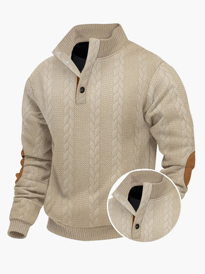 Lässiger Strickpullover mit Stehkragen und Patches