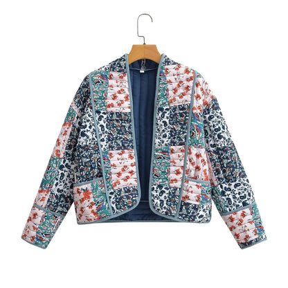 Stylischer Wintermantel Blumenprint Damen