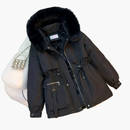 Winterjacke Damen Warm Kapuze Kunstpelz