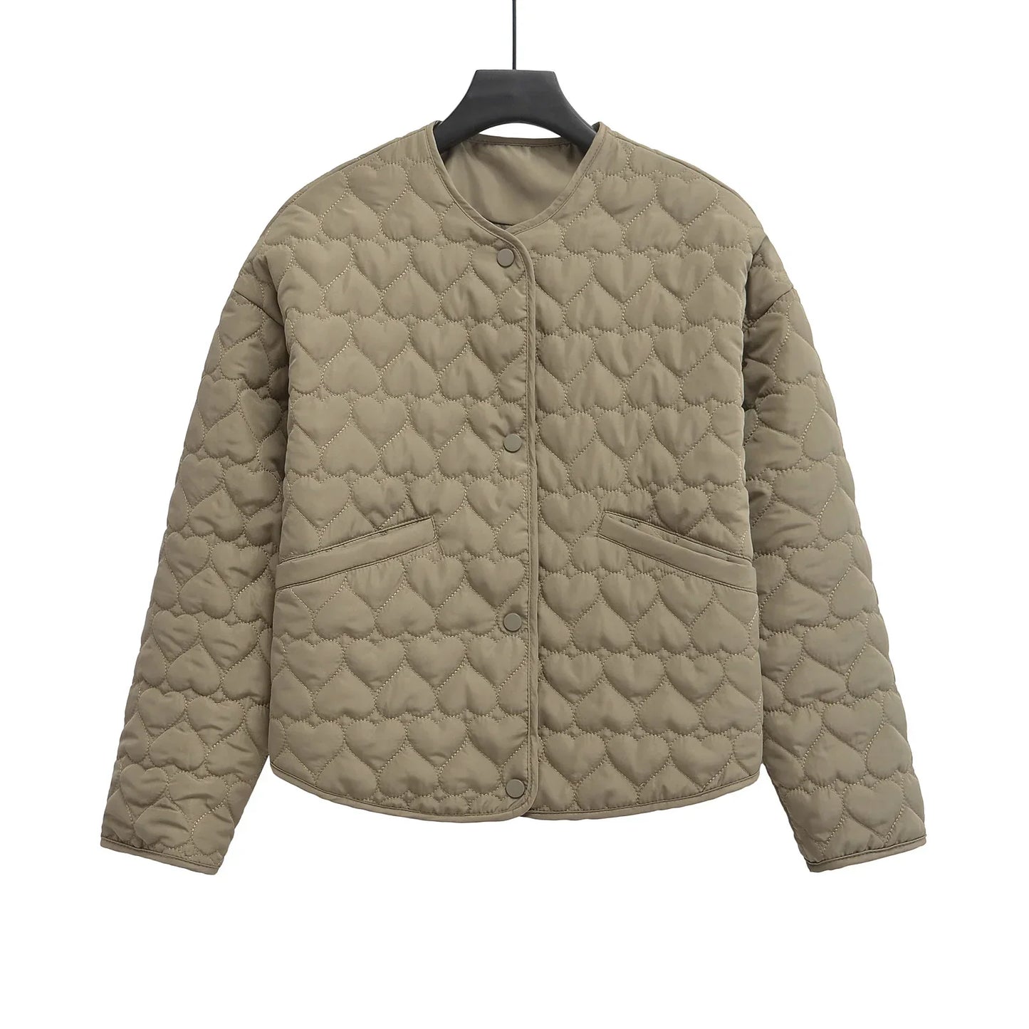 Damen Steppjacke Herzen Muster - Leichter Puffer Damenjacke