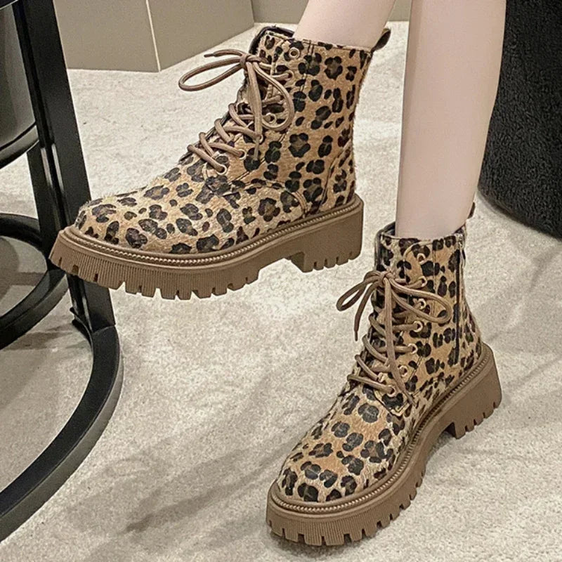 Stilvolle Stiefel Leopardenmuster Damen - IdealeKleiden