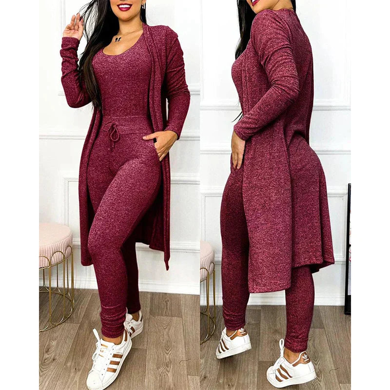 Damen Lounge Set 3-teilig mit Jacke Komfort