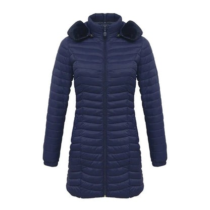 Elegante Winterjacke Slim Fit mit Pelzkapuze