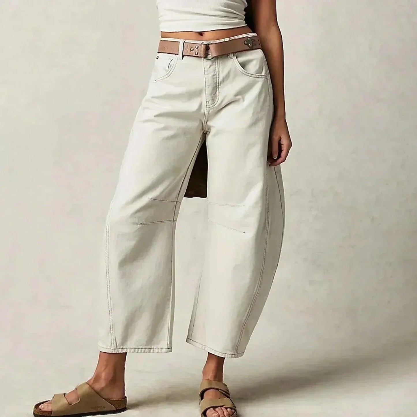 Damen High-Waist-Jeans Bequem Locker