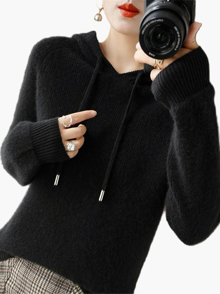 Weiche Strickjacke mit Kapuze - Bequemer Damen Hoodie - IdealeKleiden