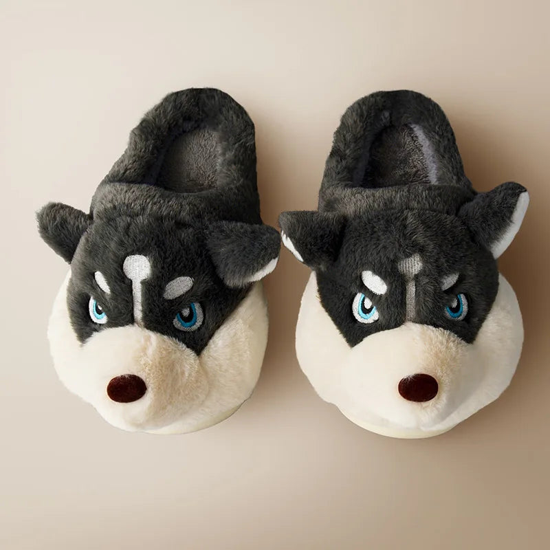 Niedliche Husky Hausschuhe Damen Weich
