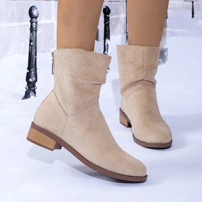 Damen Stiefeletten Mittelhohem Absatz Reißverschluss