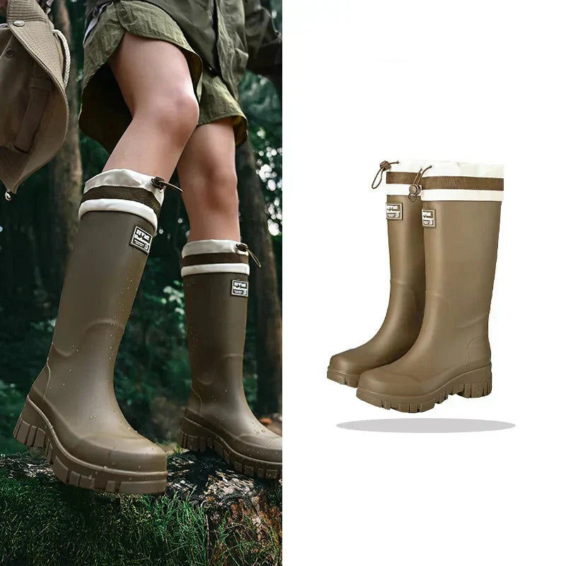 Damen Gummistiefel Wasserdicht Retro Stil Rutschfest