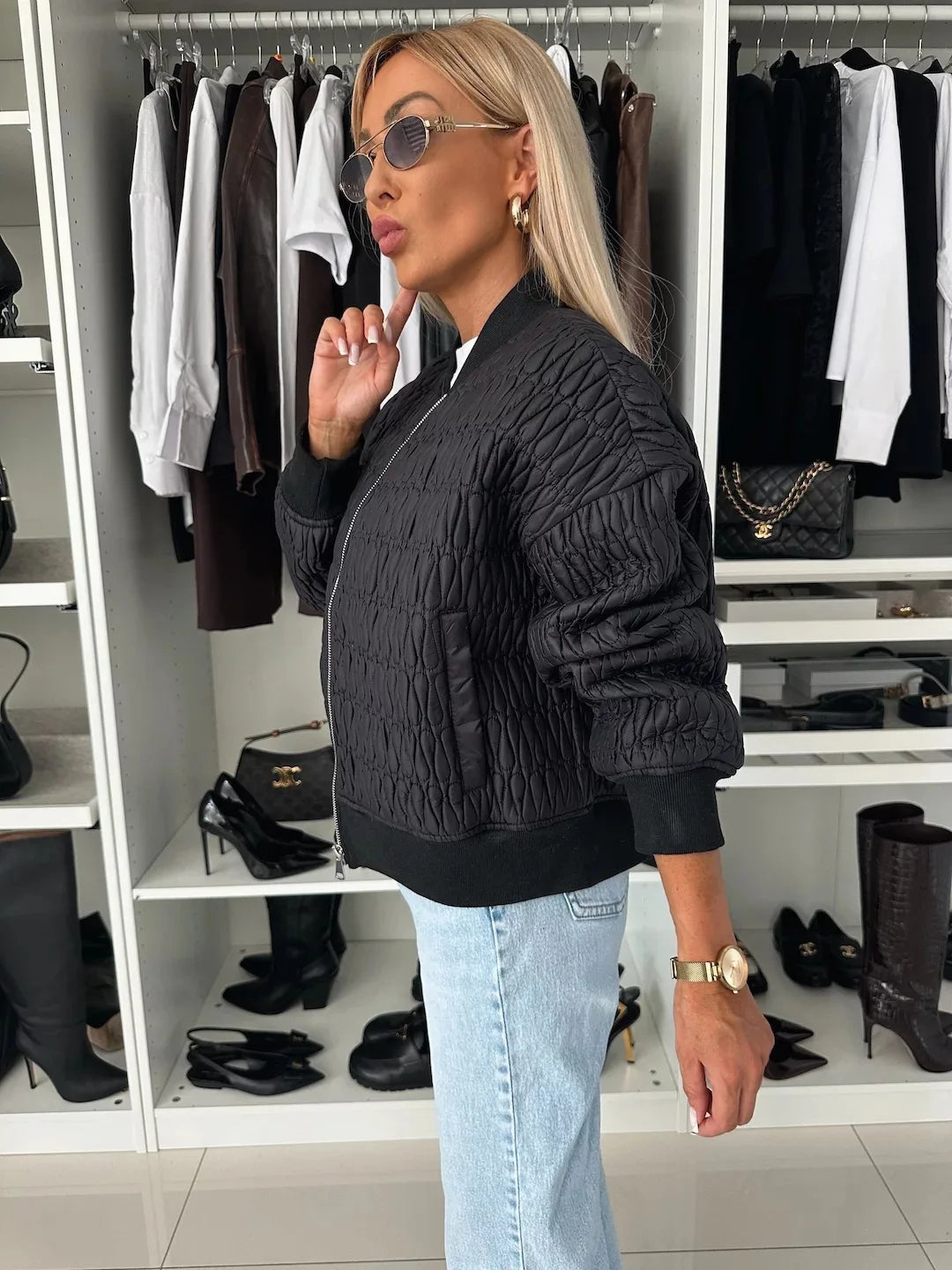 Damen Steppjacke Modern Reißverschluss Vorne