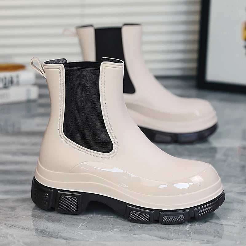 Wasserdichte Gummistiefel Kurz Knöchel Rutschfest - IdealeKleiden