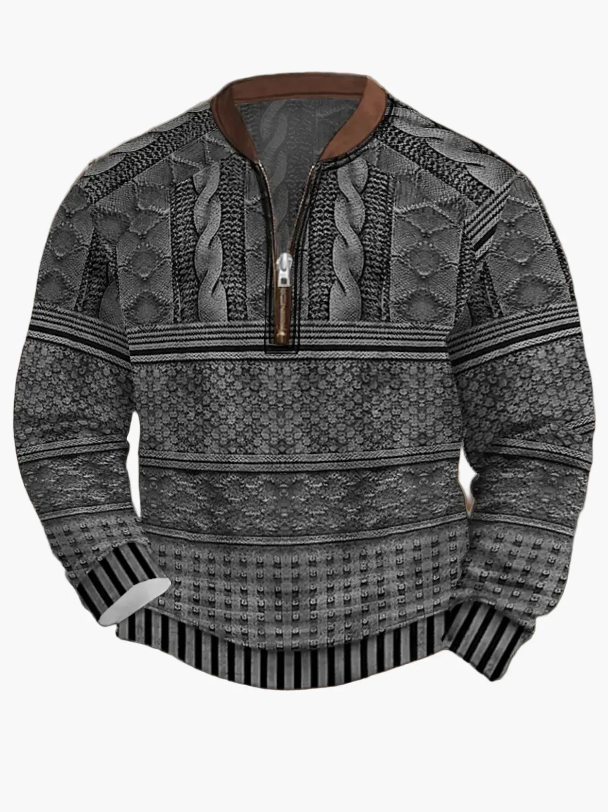 Herren Strickpullover Reißverschluss Modern