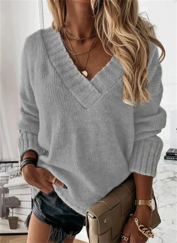 Stylische Damenpullover V-Ausschnitt Warm
