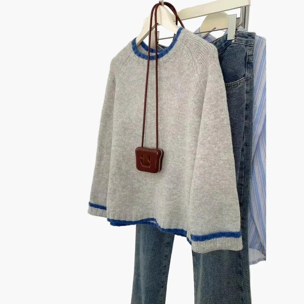 Bequemer Herbst Sweater Rundhals Pullover