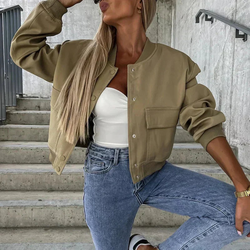 Damen Jacke Sportlich Leicht Kurz Modisch