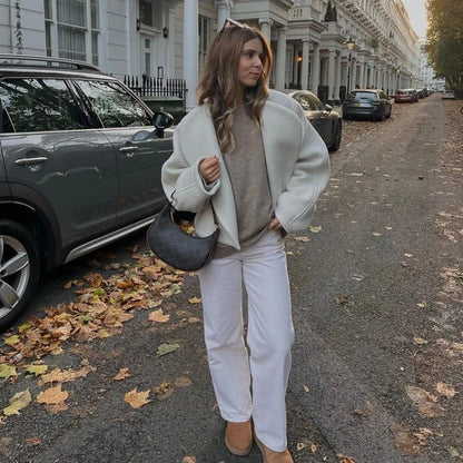 Stylische Damenjacke V-Ausschnitt Lässig