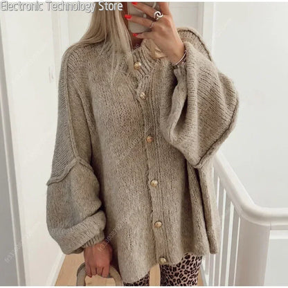 Eleganter Cardigan Damen Strick Pullover Komfort
