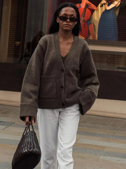 Elegante Damen Cardigan V-Ausschnitt