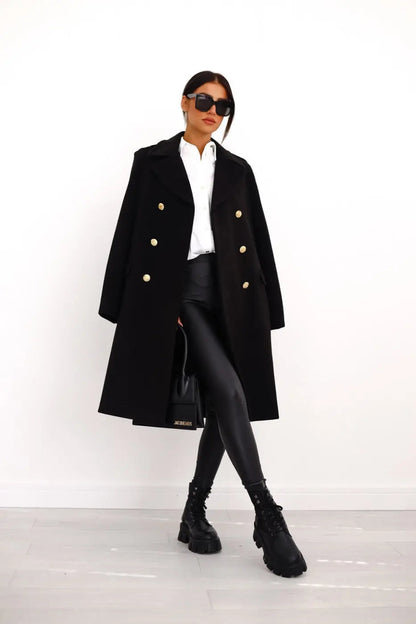 Stylisher Wollmantel Damen Doppelreiher