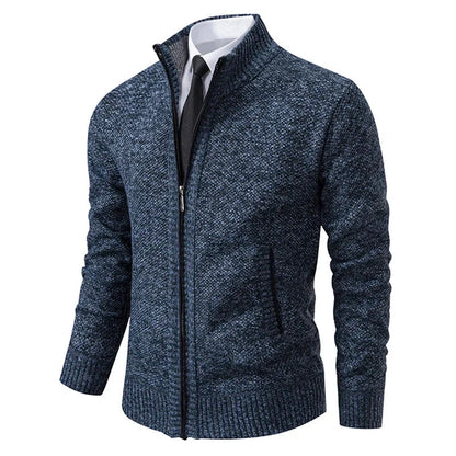 Herren Strickjacke Reißverschluss Modern Stehkragen