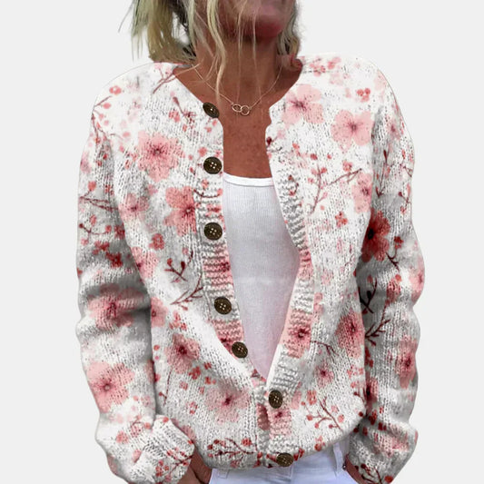 Rosa Cardigan Blumenmuster Damen - IdealeKleiden