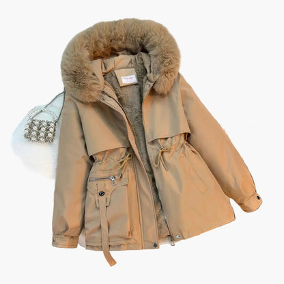 Winterjacke Damen Warm Kapuze Kunstpelz