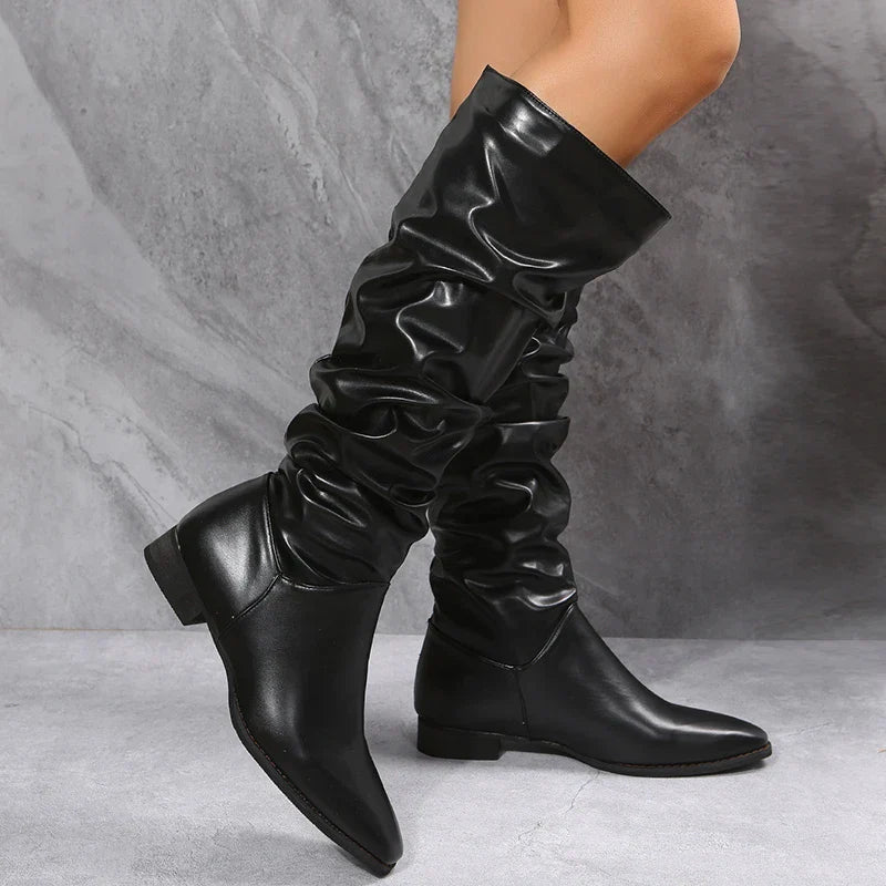 Knielange Stiefel Punkrock Leder Optik
