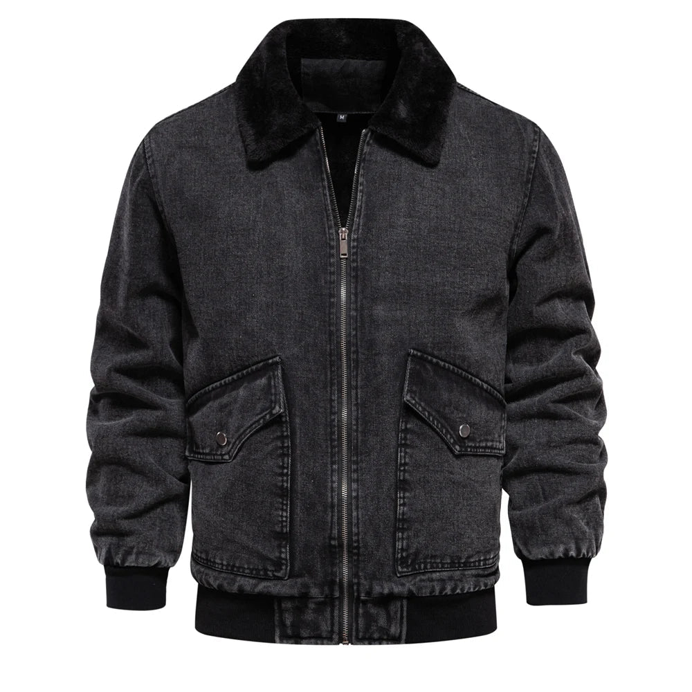 Herren Jeansjacke Warm Gefüttert Winter
