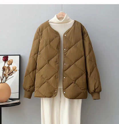 Stilvolle Rundhalsjacke Damen Elegant Knopf